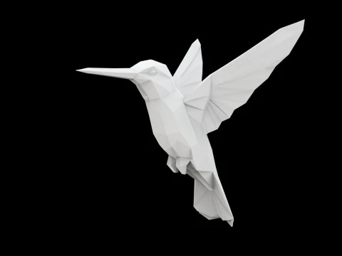 Geometric Hummingbird Sculpture 3D Print Model