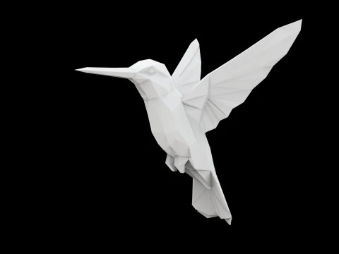 Geometric Hummingbird Sculpture 3D Print Model