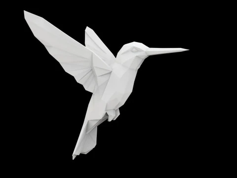 Geometric Hummingbird Sculpture 3D Print Model