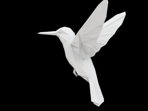 Geometric Hummingbird Sculpture 3D Print Model