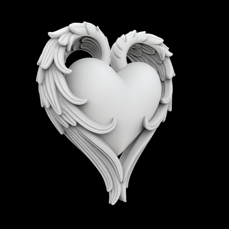 Winged Heart 3D Printable Model 3D प्रिंट मॉडल .c4d .max .obj .3ds .fbx .stl .blend 