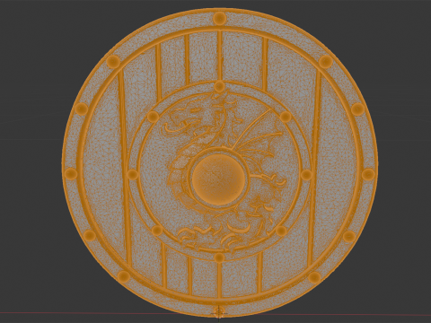 Viking Shield with Dragon Crest 3D Printable Model 3D printmodel