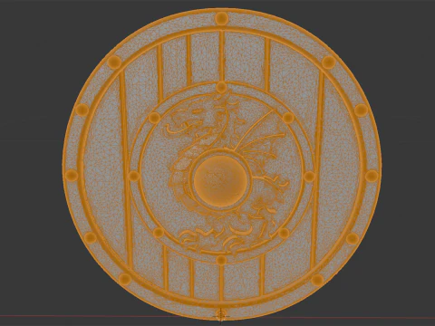 Viking Shield with Dragon Crest 3D Printable Model 3D Print Model