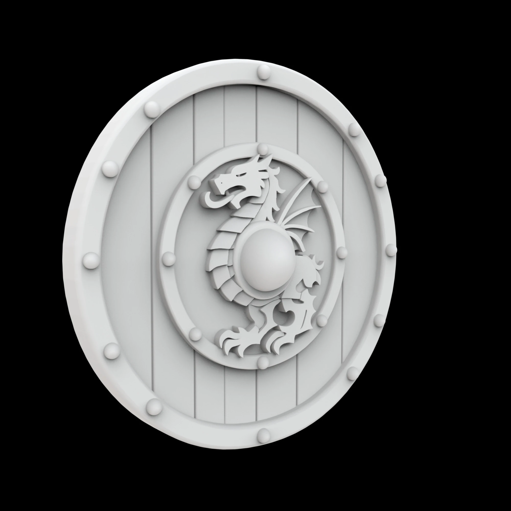 Viking Shield with Dragon Crest 3D Printable Model 3D Print Model .c4d .max .obj .3ds .fbx .stl .blend 