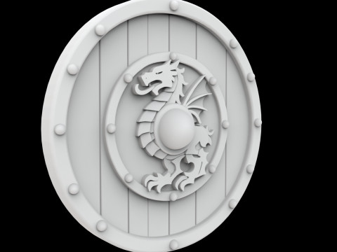Viking Shield with Dragon Crest 3D Printable Model 3D 打印模型