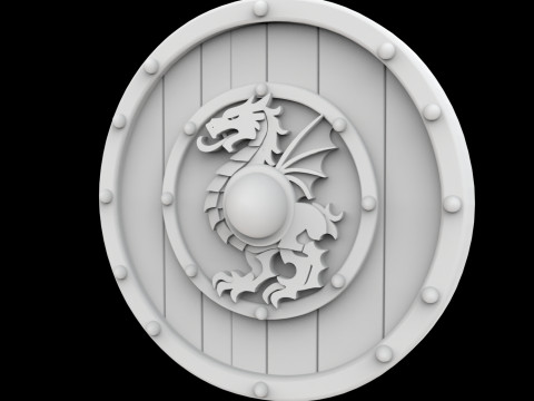 Viking Shield with Dragon Crest 3D Printable Model Model do druku 3D