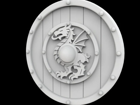 Viking Shield with Dragon Crest 3D Printable Model 3D Print Model