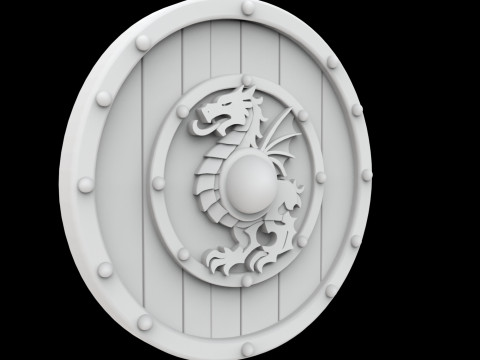 Viking Shield with Dragon Crest 3D Printable Model Model do druku 3D