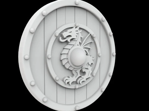 Viking Shield with Dragon Crest 3D Printable Model 3D Print Model