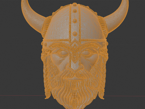 Viking Horned Helmet with Beard and Braids 3D Druckmodell