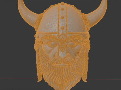 Viking Horned Helmet with Beard and Braids 3D Print Model