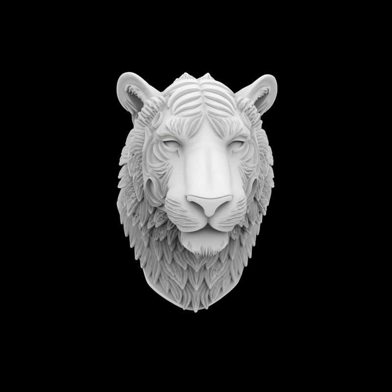 Tiger with Mane 3D Принт Модель .c4d .max .obj .3ds .fbx .stl .blend
