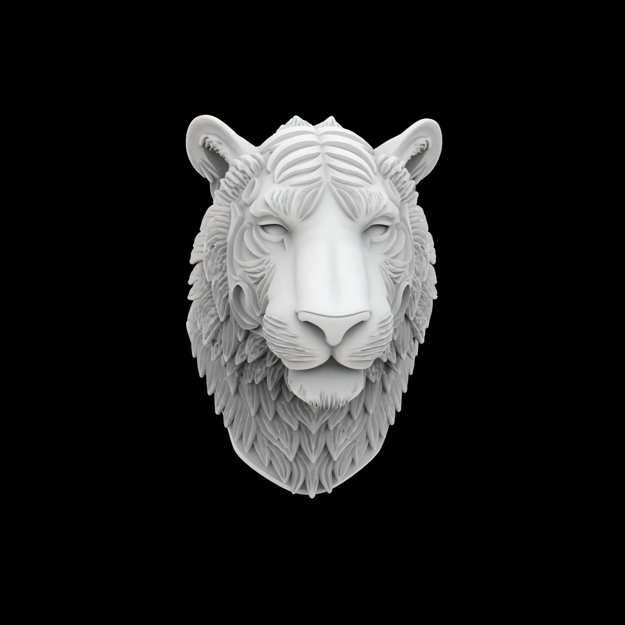 Tiger with Mane 3D Print Model .c4d .max .obj .3ds .fbx .stl .blend 