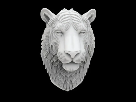 Tiger with Mane 3D Print Model