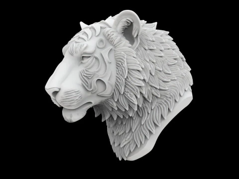 Tiger with Mane 3D Print Model