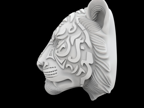 Tiger Face with Intricate Tribal 3D Принт Модель