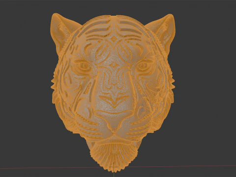 Tiger Face with Intricate Tribal 3D Print Model