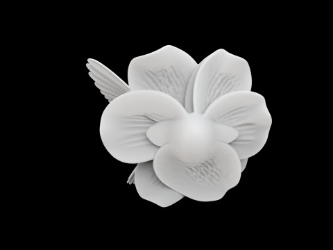 Hummingbird on Flower Sculpture 3D Принт Модель