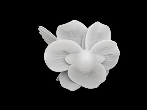 Hummingbird on Flower Sculpture 3D Print Model