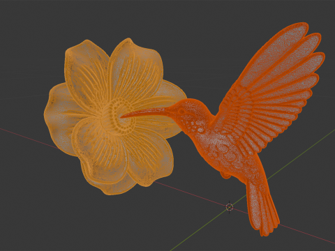 Hummingbird on Flower Sculpture 3D Принт Модель