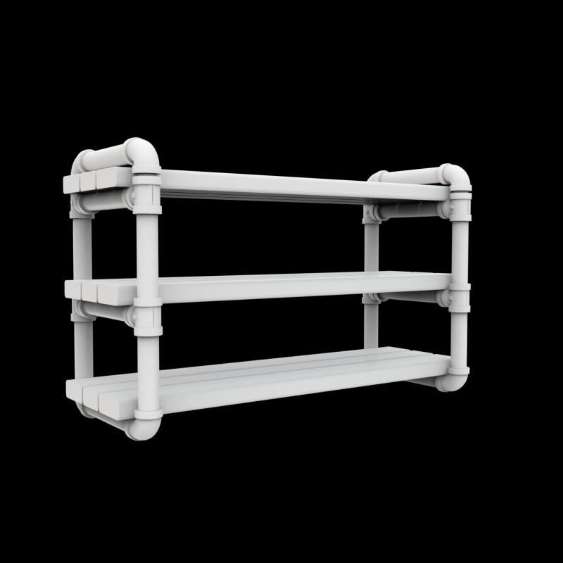 Industrial Pipe Shelf 3D Printable Model Modèles 3D en vedette .c4d .max .obj .3ds .fbx .stl .blend 