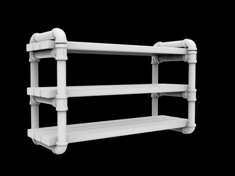 Industrial Pipe Shelf 3D Printable Model 3D Принт Модель