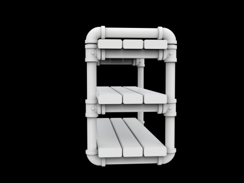 Industrial Pipe Shelf 3D Printable Model Modèles 3D en vedette