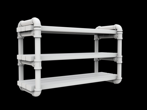 Industrial Pipe Shelf 3D Printable Model Modèles 3D en vedette