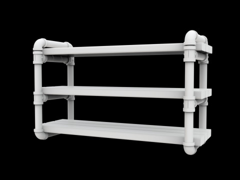 Industrial Pipe Shelf 3D Printable Model Modèles 3D en vedette