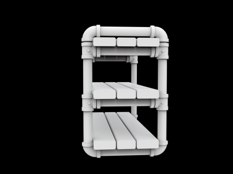 Industrial Pipe Shelf 3D Printable Model Modèles 3D en vedette