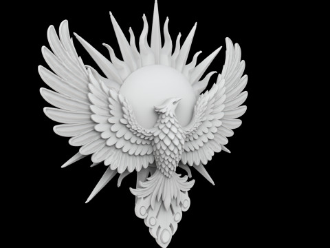 Phoenix and Sun Pendant 3D Printable Model Modelo de Impressão 3D