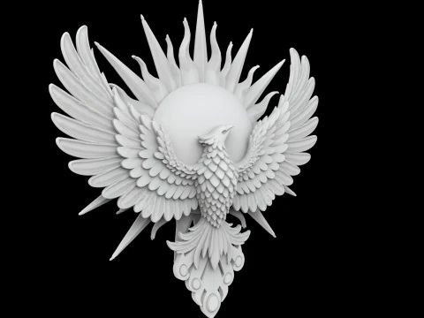 Phoenix and Sun Pendant 3D Printable Model 3D Print Model