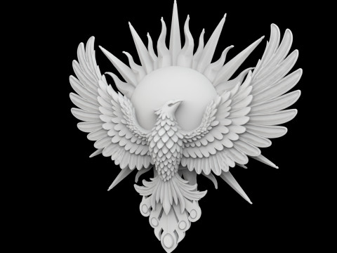 Phoenix and Sun Pendant 3D Printable Model Model Cetak 3D