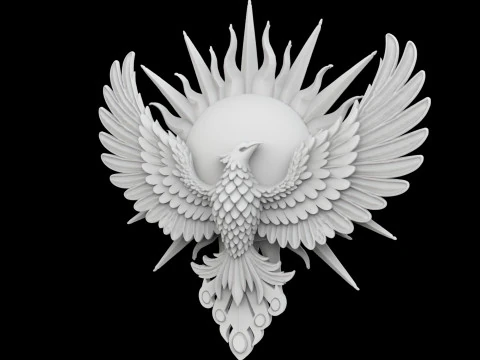 Phoenix and Sun Pendant 3D Printable Model 3D Print Model