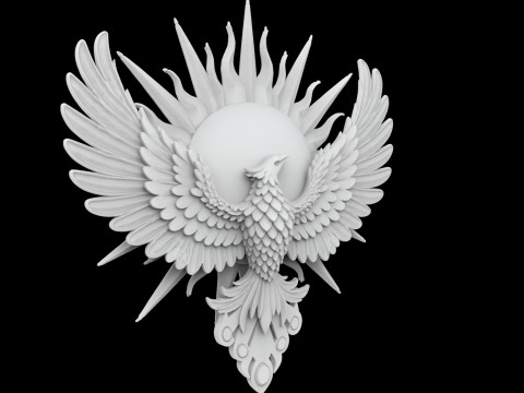 Phoenix and Sun Pendant 3D Printable Model Model Cetak 3D