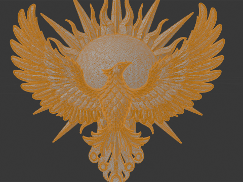 Phoenix and Sun Pendant 3D Printable Model Model Cetak 3D