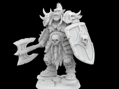 Orc Warrior Battle Ready 3D Printable Miniature Model Cetak 3D