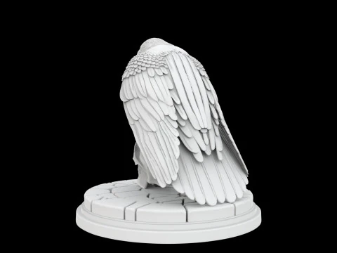 Perched Raven Cawing on Skull 3D Print Model