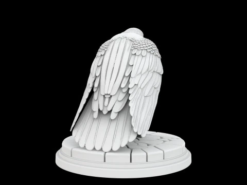 Perched Raven Cawing on Skull 3D Print Model