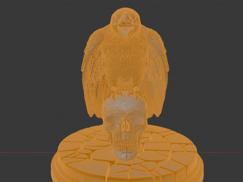 Perched Raven Cawing on Skull Modelo de impresión 3D