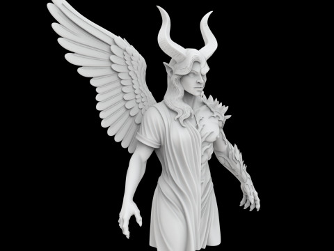 Angel and Demon Dual Statue 3D Print Model Fantasy Sculpture Model do druku 3D