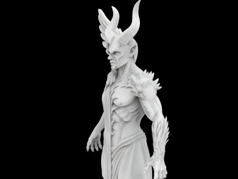 Angel and Demon Dual Statue 3D Print Model Fantasy Sculpture 3D Print Model