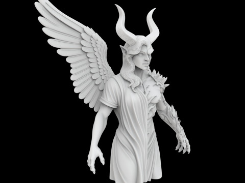 Angel and Demon Dual Statue 3D Print Model Fantasy Sculpture Modello di stampa 3D