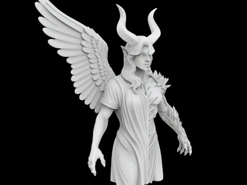 Angel and Demon Dual Statue 3D Print Model Fantasy Sculpture 3D Print Model