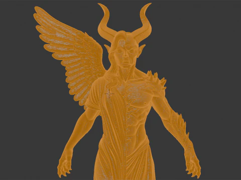 Angel and Demon Dual Statue 3D Print Model Fantasy Sculpture 3D Print Model