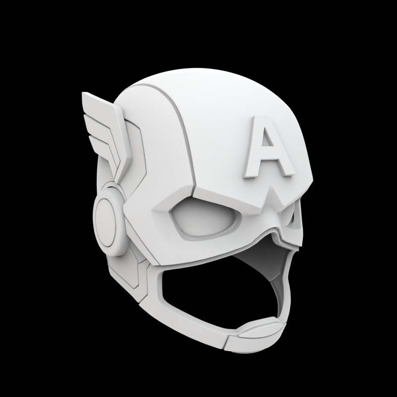 Captain America Stylized Helm 3D Print Model 3D Принт Модель .c4d .max .obj .3ds .fbx .stl .blend