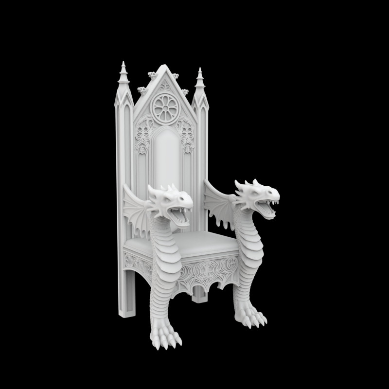 Gothic Dragon Throne 3D Print Model 3D 打印模型 .c4d .max .obj .3ds .fbx .stl .blend