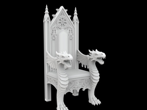 Gothic Dragon Throne 3D Print Model Modello di stampa 3D