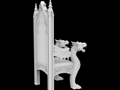 Gothic Dragon Throne 3D Print Model 3D 打印模型