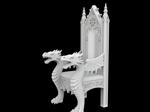 Gothic Dragon Throne 3D Print Model 3D 打印模型